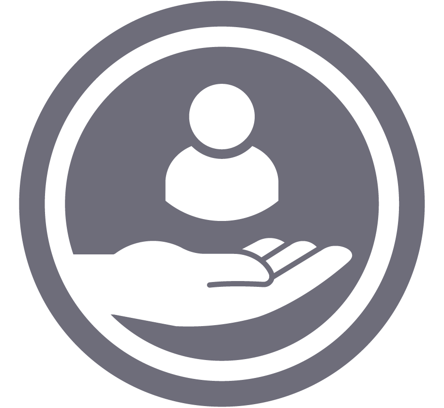 Customer support icon a hand graphic providing support