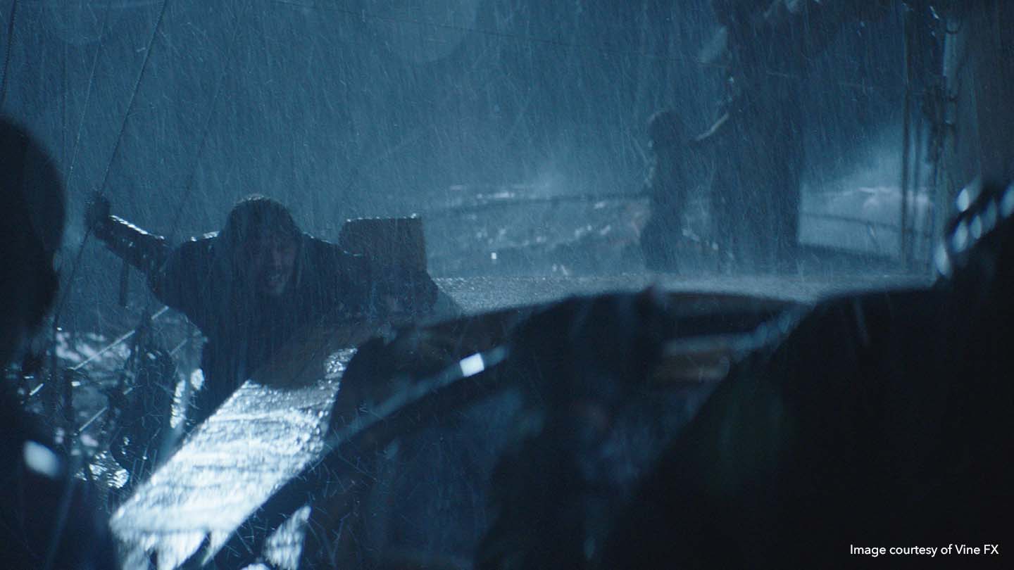 Shot of a boat in a story from Paramount+ drama No Escape