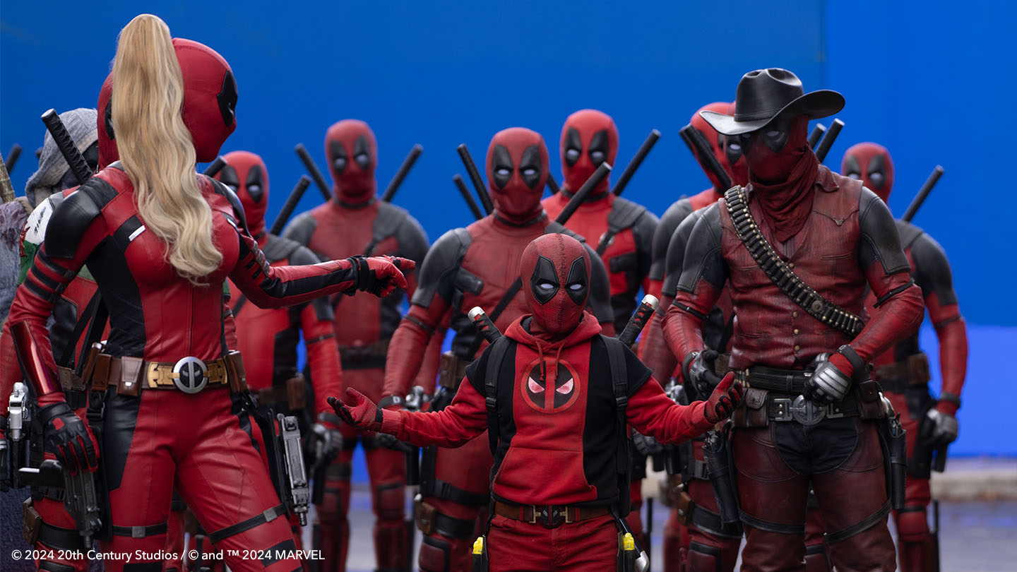 Deadpool Corps against blue screen