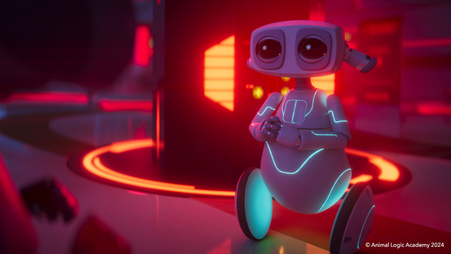 3D animated robot in screen shot from short film Alone