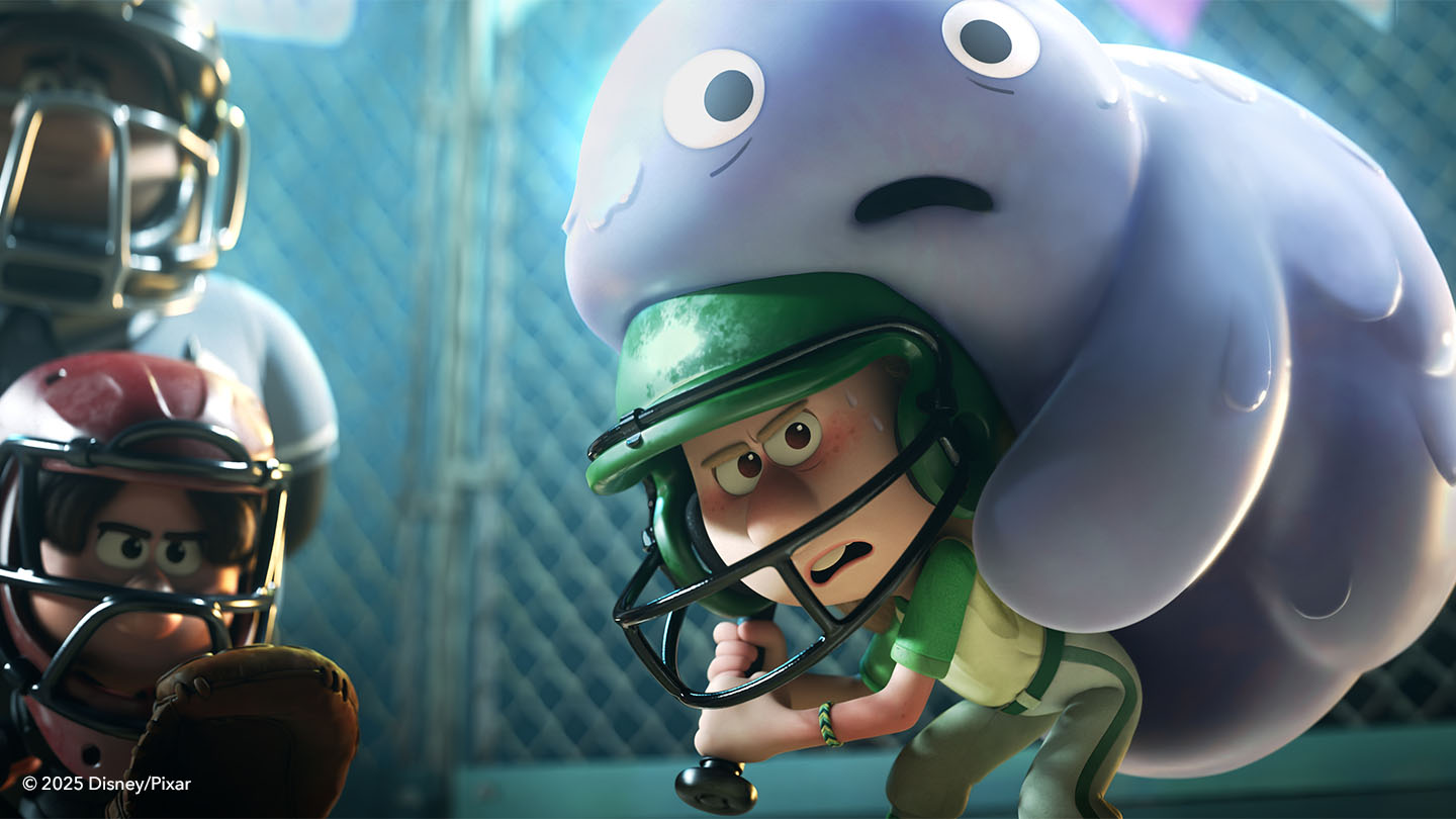 Softball player in still from Pixar's Win or Lose