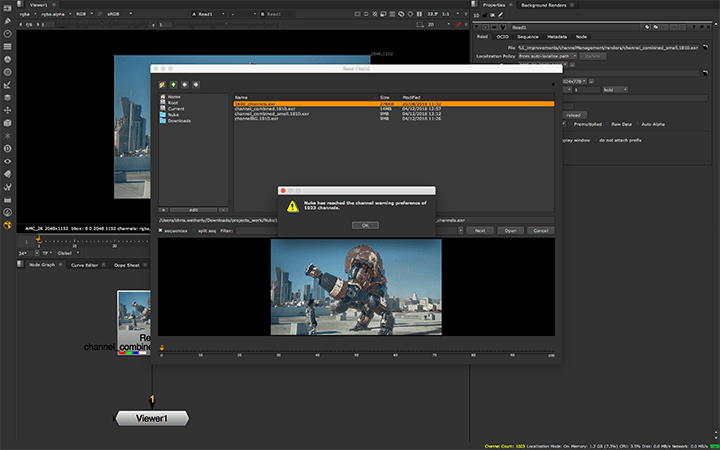 UI and channel improvements in Nuke 11.3