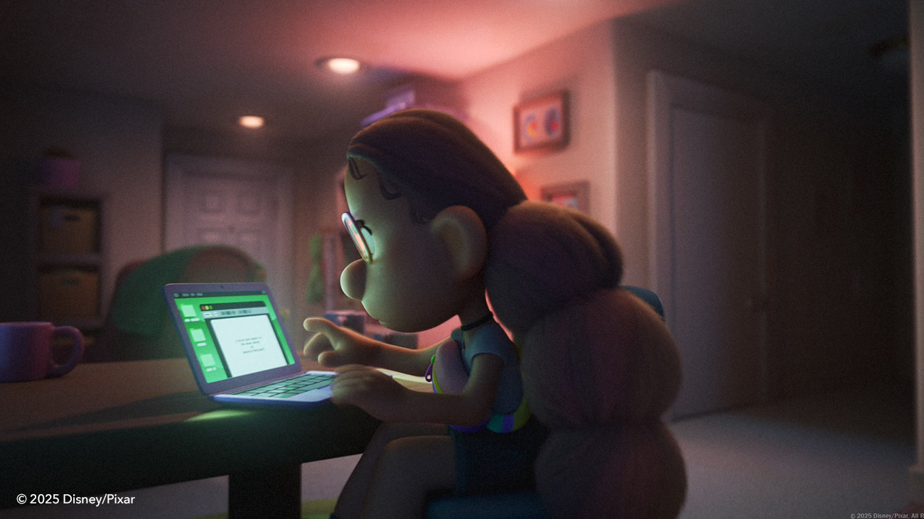 Rochelle working in Pixar's Win or Lose